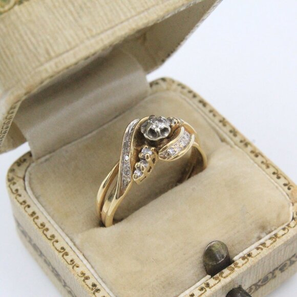 14k GOLD DIAMOND ENGAGEMENT WEDDING RING - Picture 1 of 12